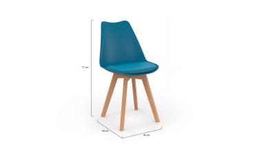 Chaises Nordia bleu canard pieds bois - lot de 2