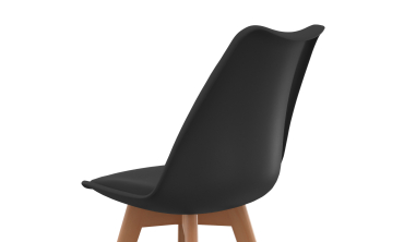 Chaises Nordia noire pieds bois - lot de 2