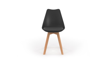 Chaises Nordia noire pieds bois - lot de 2