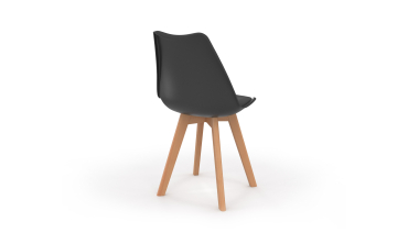 Chaises Nordia noire pieds bois - lot de 2