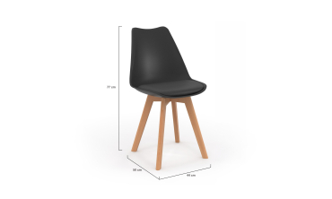 Chaises Nordia noire pieds bois - lot de 2