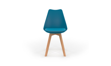Chaises Nordia bleu canard pieds bois - lot de 4