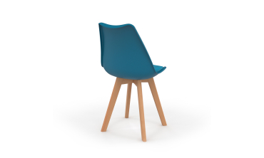 Chaises Nordia bleu canard pieds bois - lot de 4