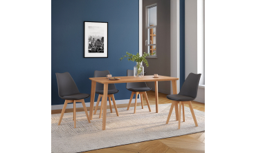 Chaises Nordia gris foncé pieds bois - lot de 4