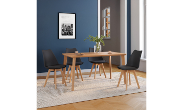 Chaises Nordia noire pieds bois - lot de 4