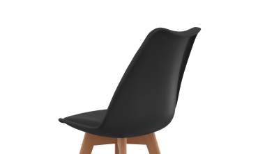 Chaises Nordia noire pieds bois - lot de 4