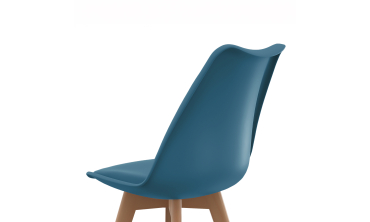 Chaises Nordia bleu canard pieds bois - lot de 6