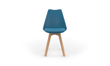 Chaises Nordia bleu canard pieds bois - lot de 6