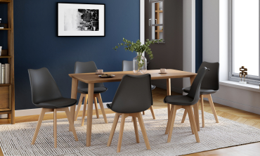 Chaises Nordia gris foncé pieds bois - lot de 6