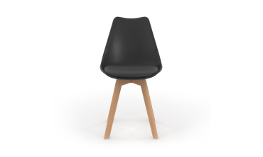 Chaises Nordia noire pieds bois - lot de 6