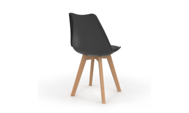 Chaises Nordia noire pieds bois - lot de 6