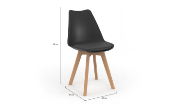 Chaises Nordia noire pieds bois - lot de 6