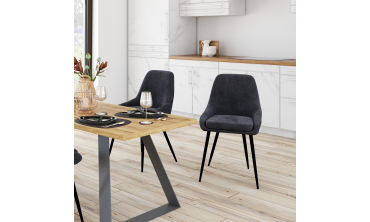 Chaises Olivia velours gris foncé pieds métal - lot de 2