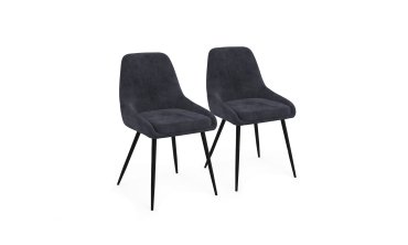 Chaises Olivia velours gris foncé pieds métal - lot de 2