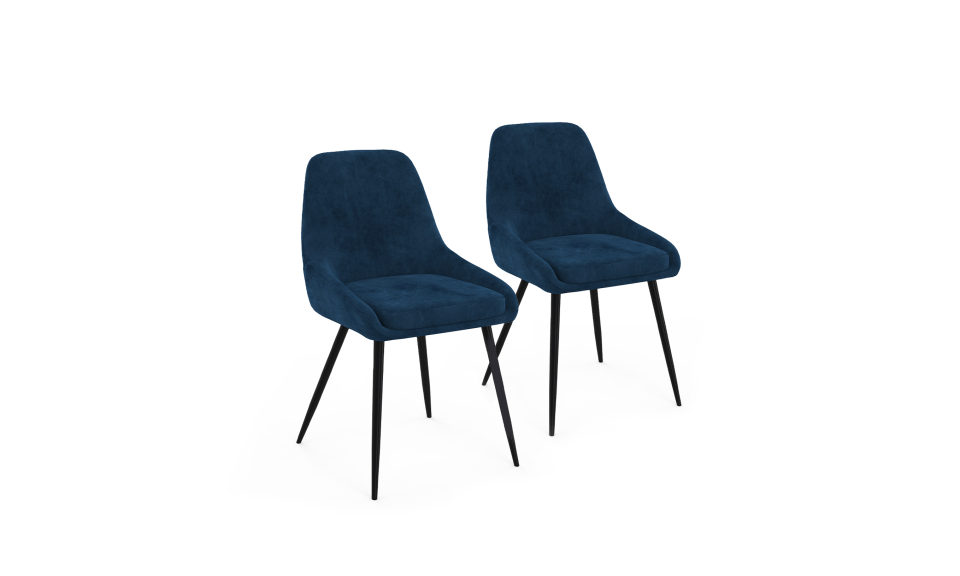 Chaises Olivia velours bleu pieds métal - lot de 2