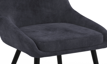 Chaises Olivia velours gris foncé pieds métal - lot de 4