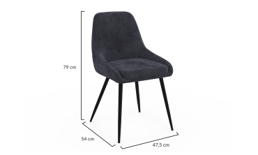 Chaises Olivia velours gris foncé pieds métal - lot de 4