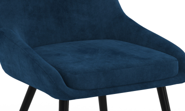 Chaises Olivia velours bleu pieds métal - lot de 4