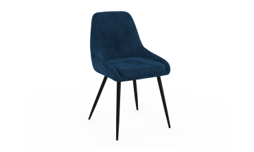 Chaises Olivia velours bleu pieds métal - lot de 4