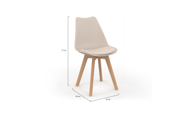 Chaises Nordia beige pieds bois - lot de 6