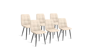 Chaises Linda velours crème pieds métal noirs - lot de 6