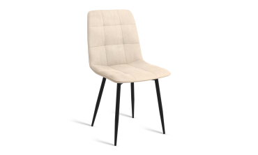 Chaises Linda velours crème pieds métal noirs - lot de 6