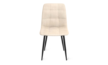 Chaises Linda velours crème pieds métal noirs - lot de 6