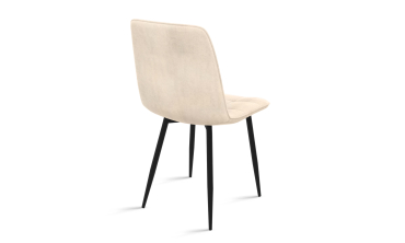 Chaises Linda velours crème pieds métal noirs - lot de 6