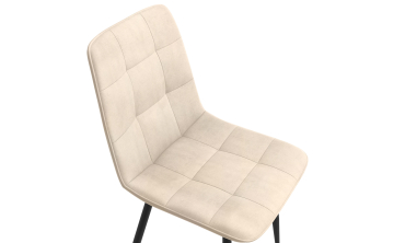 Chaises Linda velours crème pieds métal noirs - lot de 6