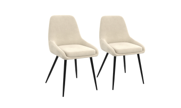 Chaises Olivia velours crème pieds métal - lot de 2