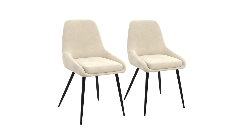 Chaises Olivia velours crème pieds métal - lot de 2