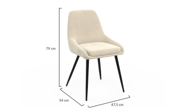 Chaises Olivia velours crème pieds métal - lot de 2