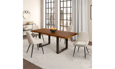 Chaises Olivia velours crème pieds métal - lot de 4