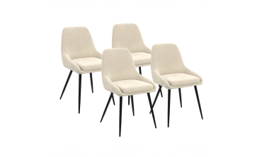 Chaises Olivia velours crème pieds métal - lot de 4
