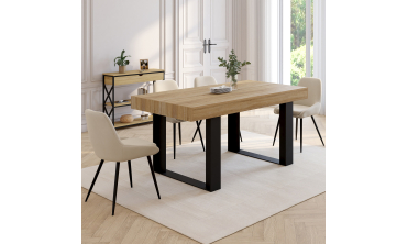 Table à manger Brixton bois et noir 160cm