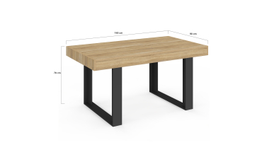 Table à manger Brixton bois et noir 160cm