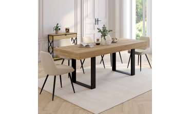 Table à manger extensible Brixton bois et noir 160-200cm