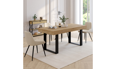 Table à manger extensible Brixton bois et noir 160-200cm