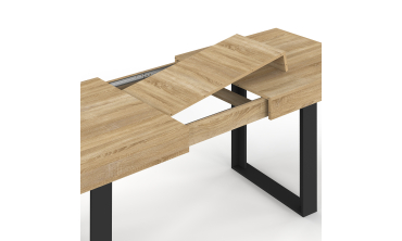 Table à manger extensible Brixton bois et noir 160-200cm