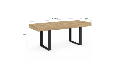 Table à manger extensible Brixton bois et noir 160-200cm