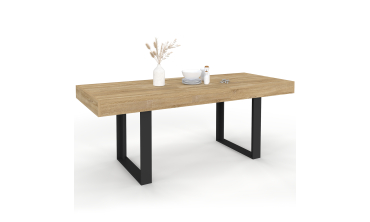 Table à manger extensible Brixton bois et noir 160-200cm