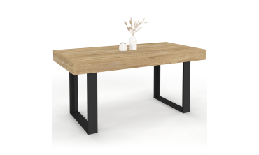 Table à manger extensible Brixton bois et noir 160-200cm