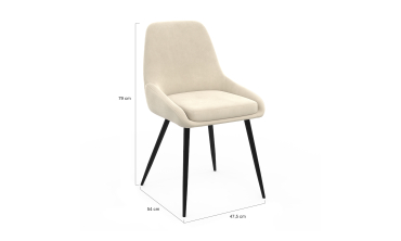 Chaises Olivia velours mix couleurs (crème, rose, gris clair, gris foncé) pieds métal - lot de 4