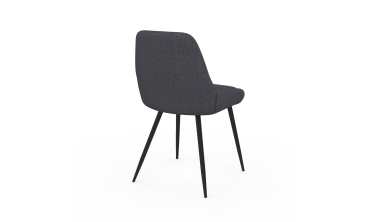 Chaises Ornella tissu gris foncé pieds métal noirs - lot de 2