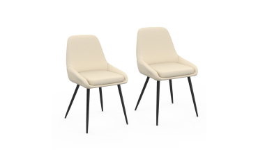Chaises Ornella tissu beige pieds métal noirs - lot de 2