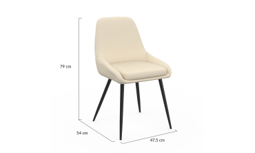 Chaises Ornella tissu beige pieds métal noirs - lot de 2