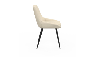 Chaises Ornella tissu beige pieds métal noirs - lot de 2