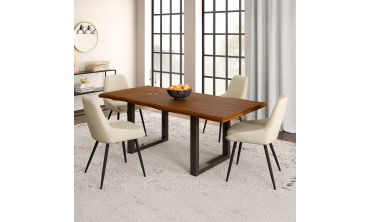 Chaises Ornella tissu beige pieds métal noirs - lot de 4
