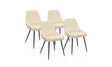 Chaises Ornella tissu beige pieds métal noirs - lot de 4