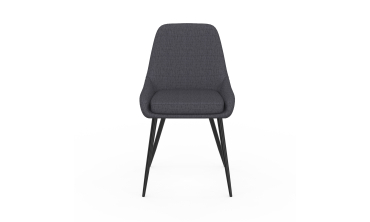 Chaises Ornella tissu gris foncé pieds métal noirs - lot de 4